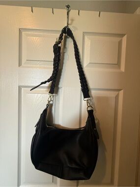Black Braided-Strap Shoulder Bag for Women